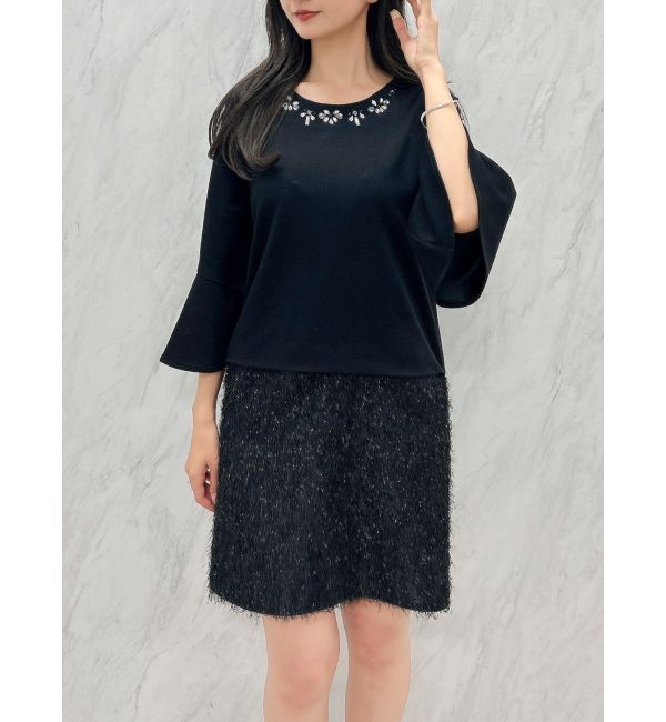 dazzlin「ジャカード切替サックワンピース」|ワンピース|ブラック