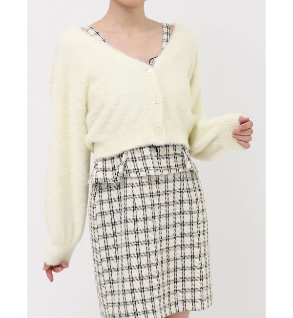 dazzlin「コンパクトミニシャギーカーディガン」|カーディガン|イエロー