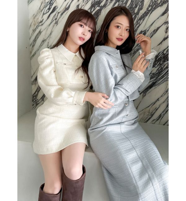 dazzlin「ツイードドッキングミニワンピース」|ワンピース|