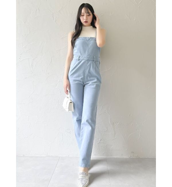 dazzlin「スリムデニムベアロンパース」|ワンピース|