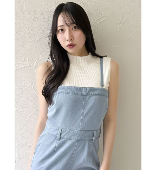 dazzlin「スリムデニムベアロンパース」|ワンピース|