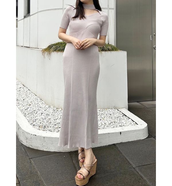 MERCURYDUO「2WAYパネルレイヤード風マーメイドニットワンピース」|ワンピース|ベージュ