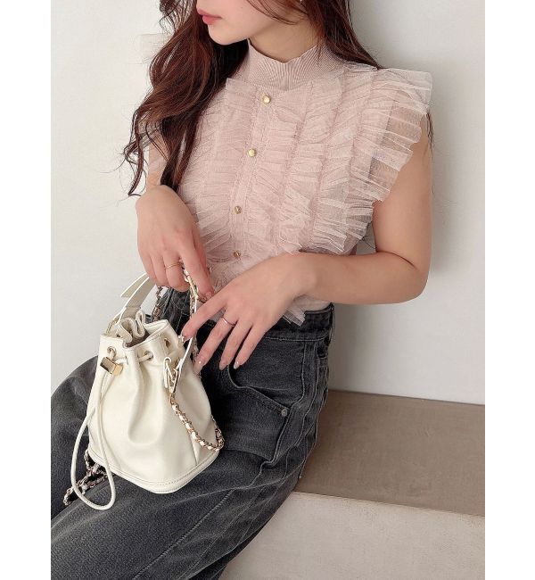 MERCURYDUO「チュールフリルニット」|ニット・セーター|ベビーピンク