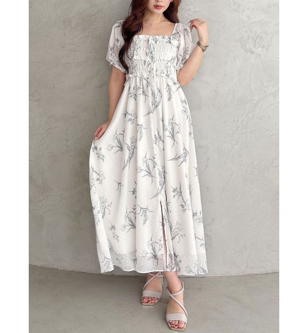 MERCURYDUO「ボタニカルフラワー2WAYシャーリングワンピース」|ワンピース|オフホワイト