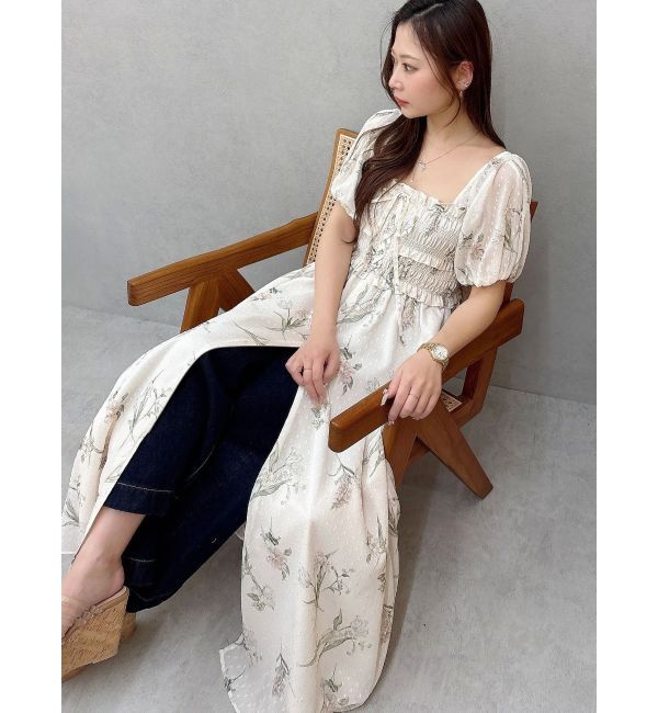 MERCURYDUO「ボタニカルフラワー2WAYシャーリングワンピース」|ワンピース|