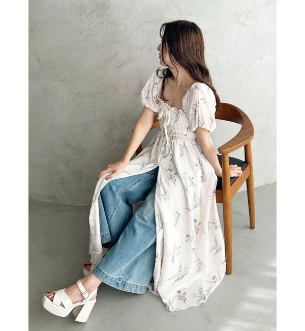 MERCURYDUO「ボタニカルフラワー2WAYシャーリングワンピース」|ワンピース|