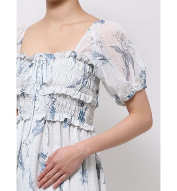 MERCURYDUO「ボタニカルフラワー2WAYシャーリングワンピース」|ワンピース|