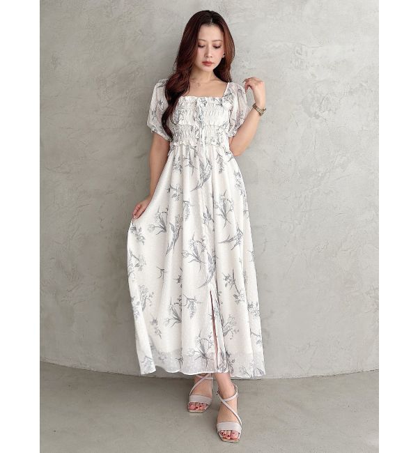 MERCURYDUO「ボタニカルフラワー2WAYシャーリングワンピース」|ワンピース|