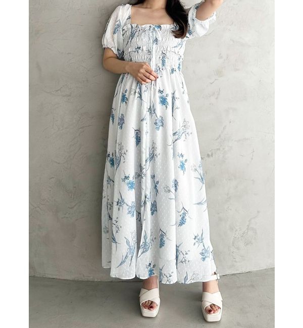 MERCURYDUO「ボタニカルフラワー2WAYシャーリングワンピース」|ワンピース|