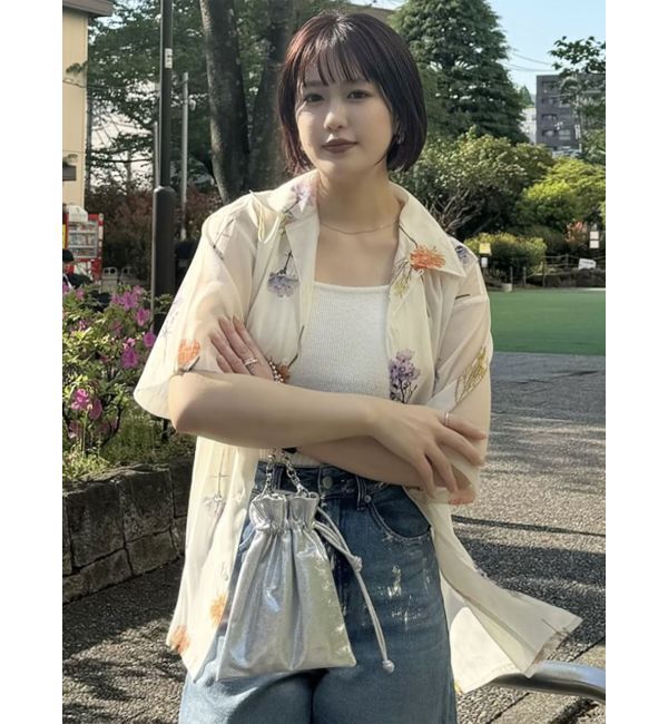 MURUA「フラワーシアーオープンカラーシャツ【WEB限定】」|シャツ・ブラウス|