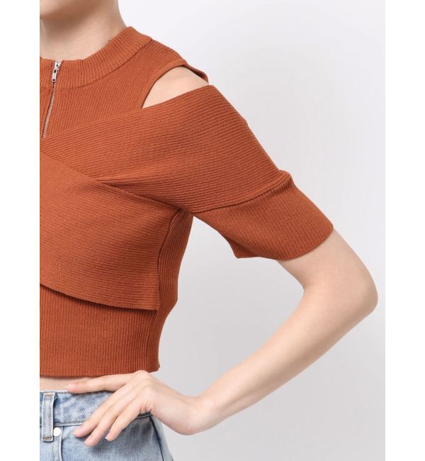 MURUA「ZIPカシュクールハーフニット」|ニット・セーター|