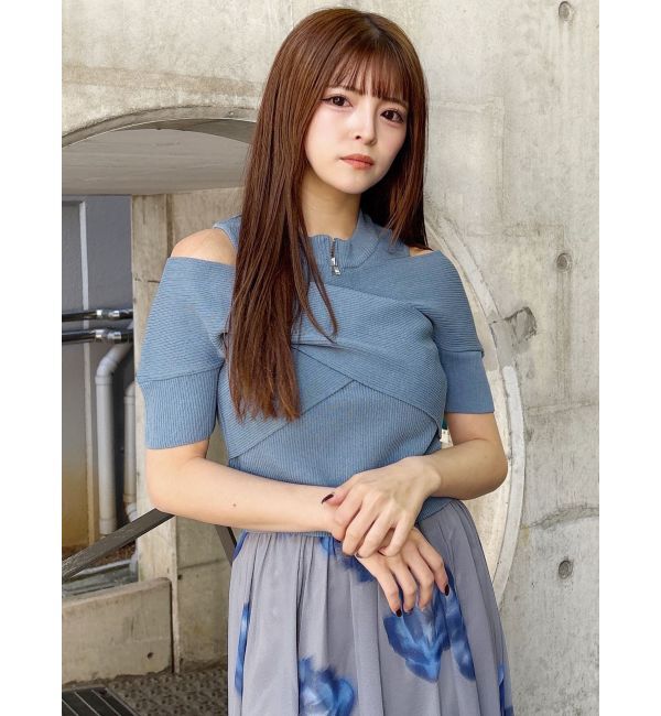 MURUA「ZIPカシュクールハーフニット」|ニット・セーター|