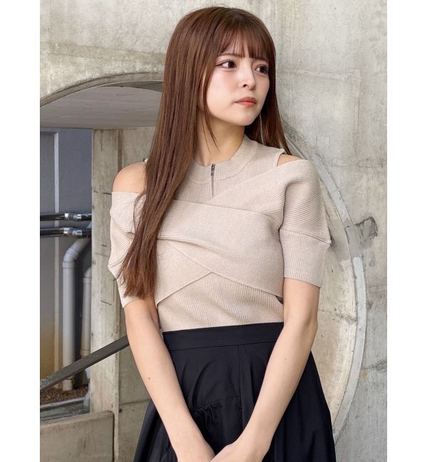 MURUA「ZIPカシュクールハーフニット」|ニット・セーター|