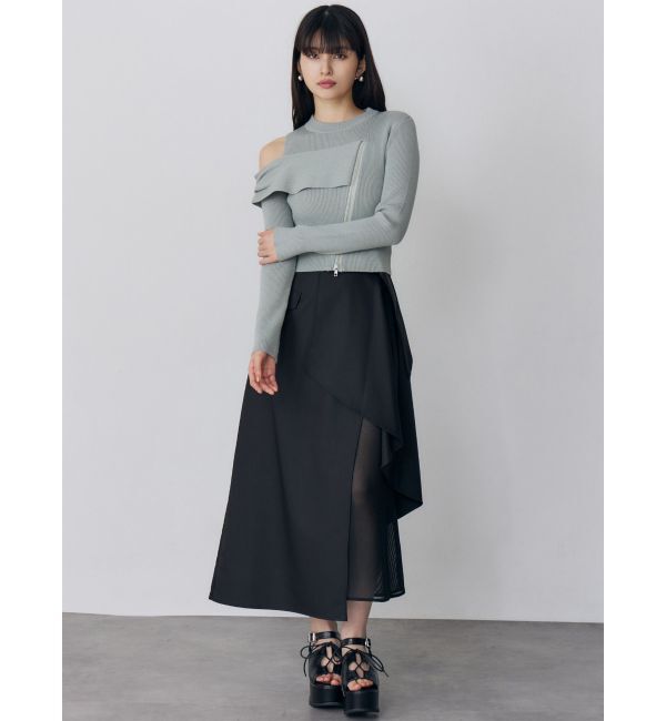 MURUA「ワンショルダーZIPニット」|ニット・セーター|