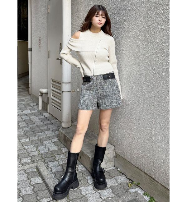 MURUA「ワンショルダーZIPニット」|ニット・セーター|