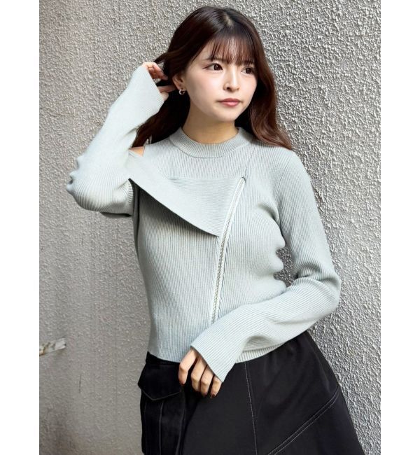 MURUA「ワンショルダーZIPニット」|ニット・セーター|