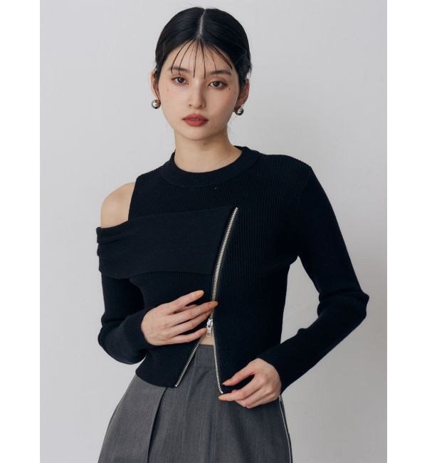MURUA「ワンショルダーZIPニット」|ニット・セーター|