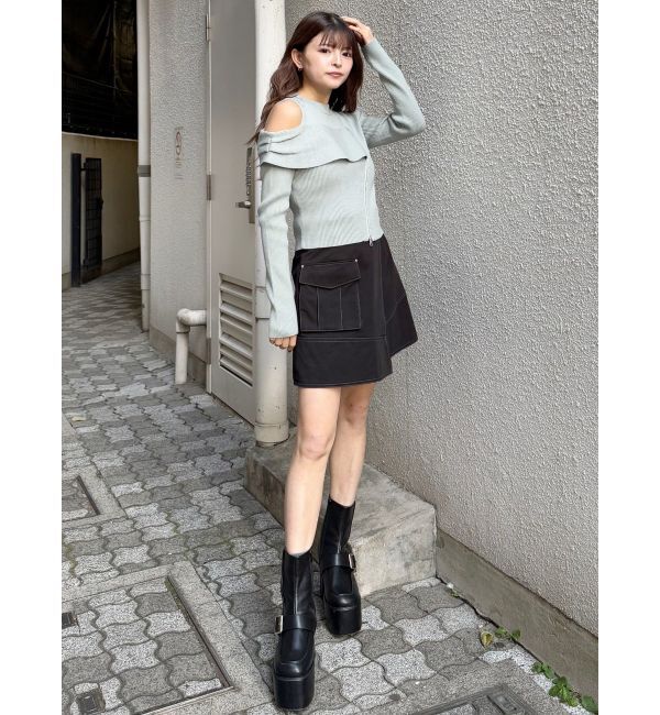 MURUA「ワンショルダーZIPニット」|ニット・セーター|