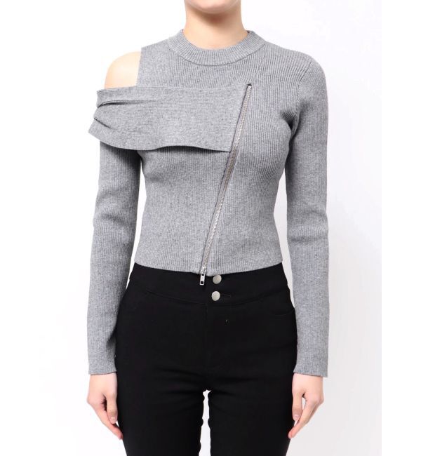MURUA「ワンショルダーZIPニット」|ニット・セーター|