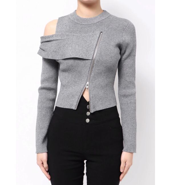 MURUA「ワンショルダーZIPニット」|ニット・セーター|