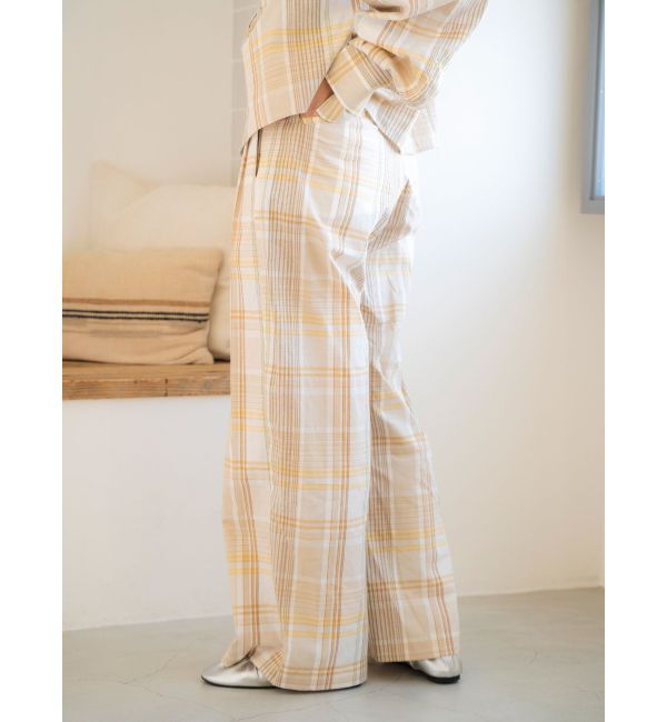 Ungrid「リネン混チェック柄パンツ」|その他|