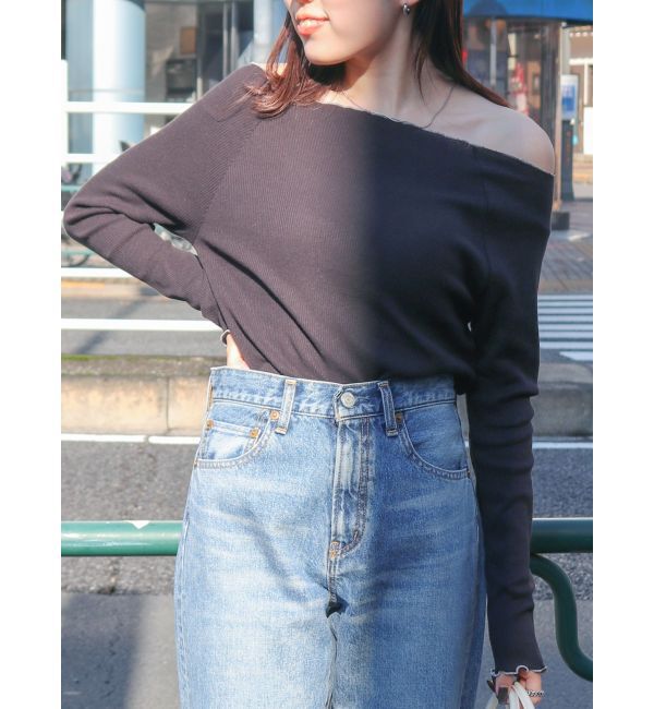 Ungrid「オフショルデザインロングスリーブTee」|Tシャツ・カットソー|