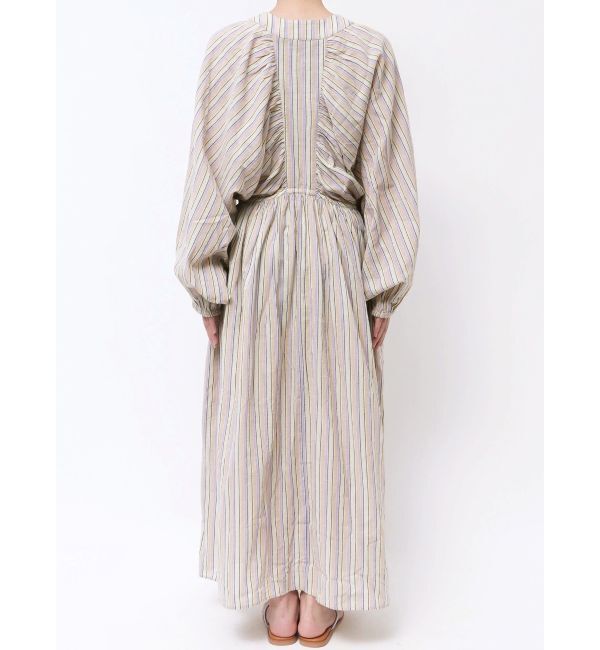 Ungrid「スリーブボリュームマルチストライプワンピース」|ワンピース|