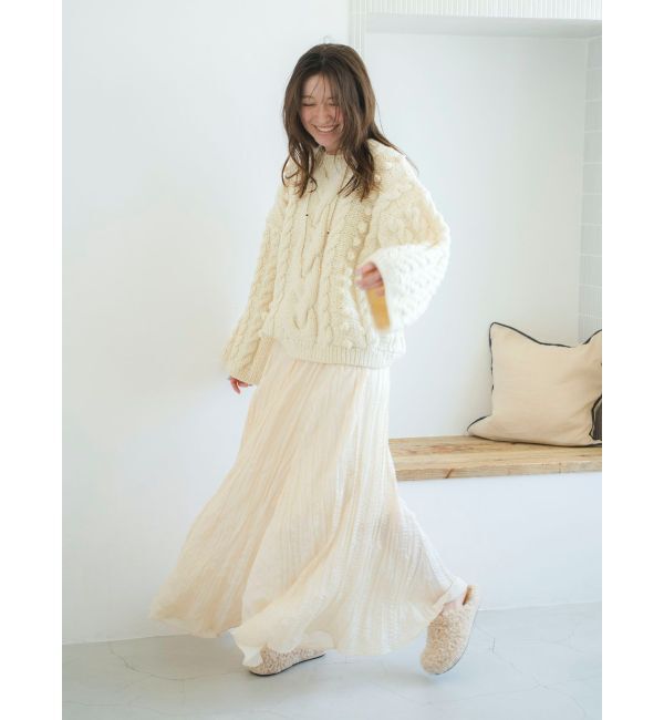 Ungrid「ルーズスリーブケーブルニット」|ニット・セーター|