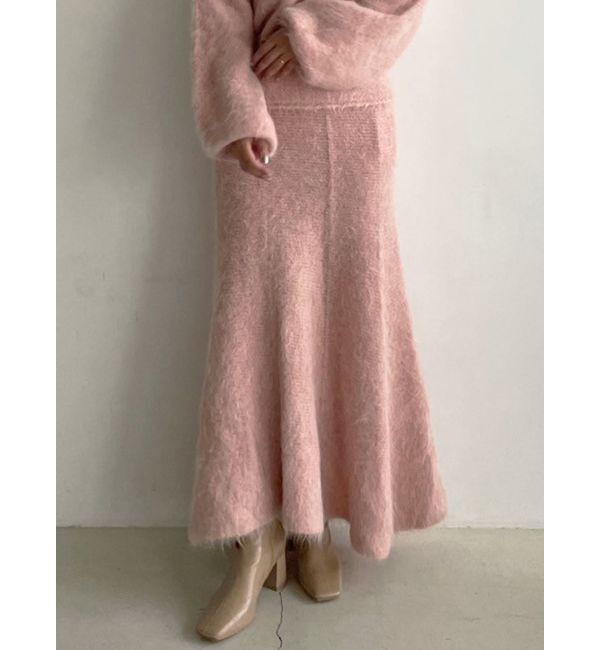 LAGUNAMOON「アルパカシャギーニットナローフレアスカート」|スカート|ピンク