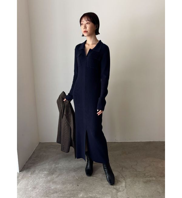 LAGUNAMOON「フラップポケットリブニットワンピース」|ワンピース|