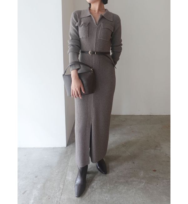 LAGUNAMOON「フラップポケットリブニットワンピース」|ワンピース|