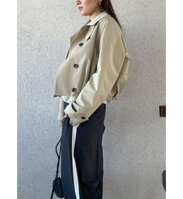 LAGUNAMOON「タックヘムトレンチライクショートブルゾン」|ブルゾン・スタジャン|ベージュ