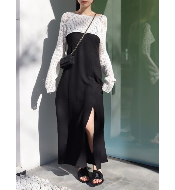 EVRIS「ディープスリットロングキャミワンピース」|ワンピース|