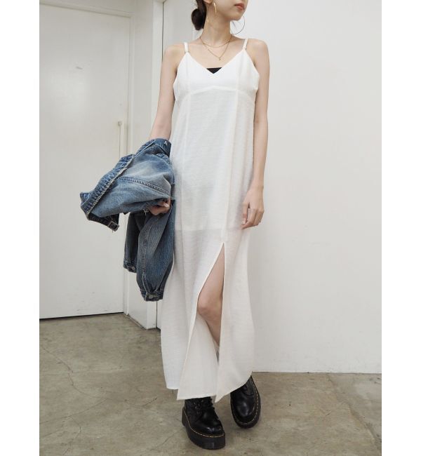 EVRIS「ディープスリットロングキャミワンピース」|ワンピース|