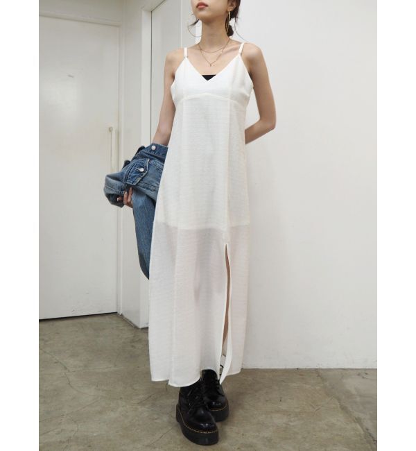 EVRIS「ディープスリットロングキャミワンピース」|ワンピース|