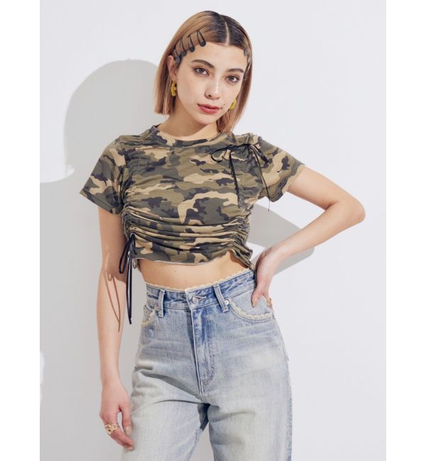 EVRIS「カモフラリボンショートTシャツ」|Tシャツ・カットソー|カーキ