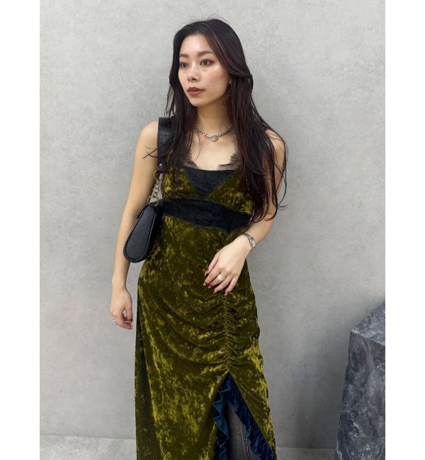 EVRIS「ベロアレースロングワンピース」|ワンピース|