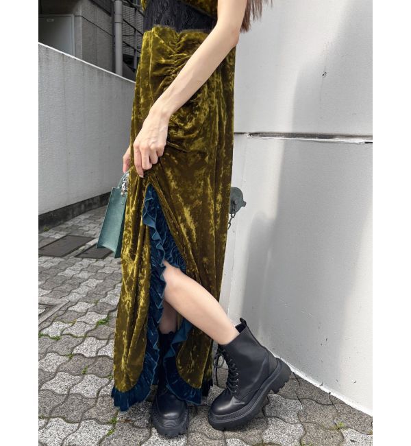 EVRIS「ベロアレースロングワンピース」|ワンピース|