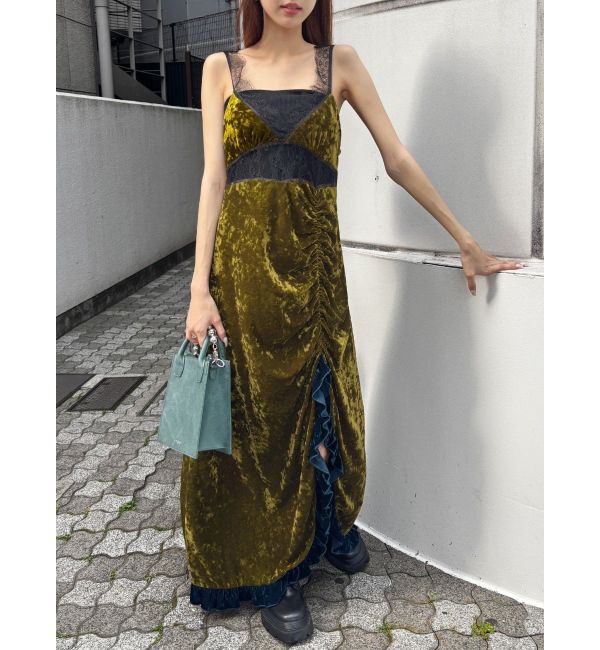 EVRIS「ベロアレースロングワンピース」|ワンピース|