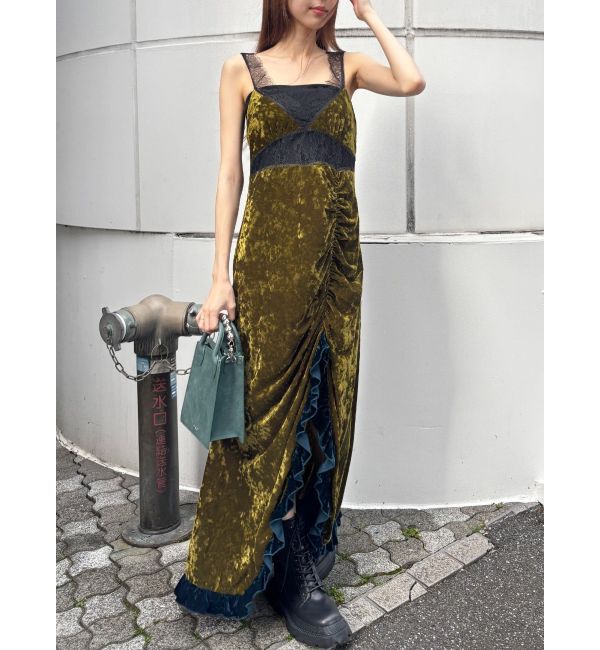 EVRIS「ベロアレースロングワンピース」|ワンピース|