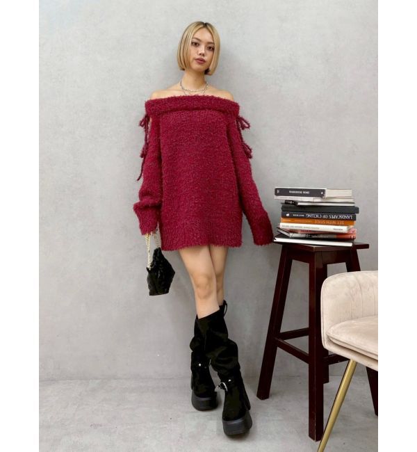 EVRIS「リボンオフショルニットワンピース」|ワンピース|