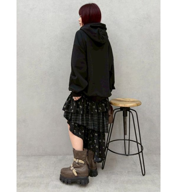 EVRIS「ミックスドッキングアシンメトリースカート」|スカート|