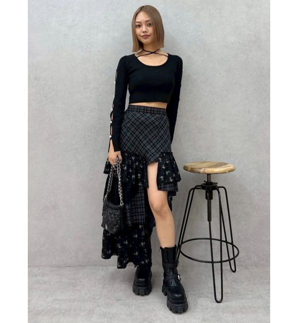 EVRIS「ミックスドッキングアシンメトリースカート」|スカート|