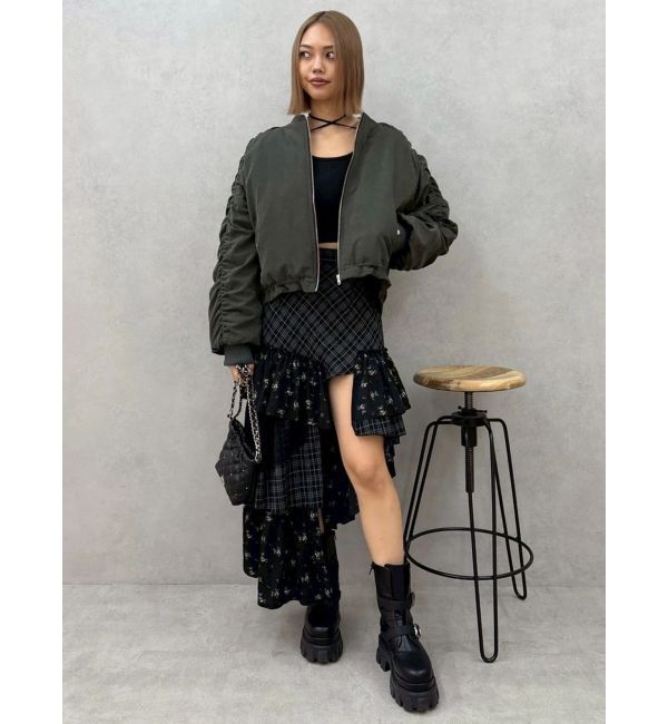 EVRIS「ミックスドッキングアシンメトリースカート」|スカート|