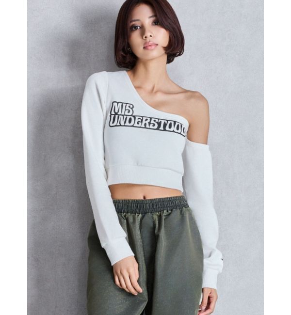 GYDA「MIS UNDERSTOODワンショルショートトップス」|Tシャツ・カットソー|