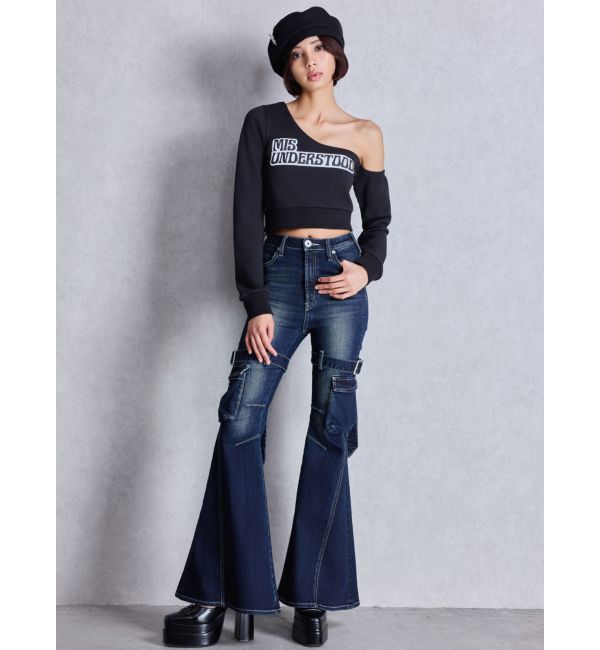 GYDA「MIS UNDERSTOODワンショルショートトップス」|Tシャツ・カットソー|