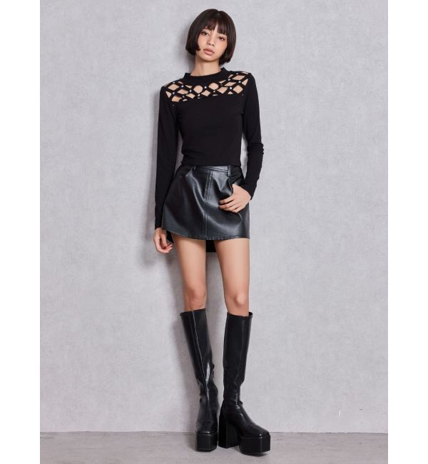 GYDA「latticeカット bijouトップス」|Tシャツ・カットソー|