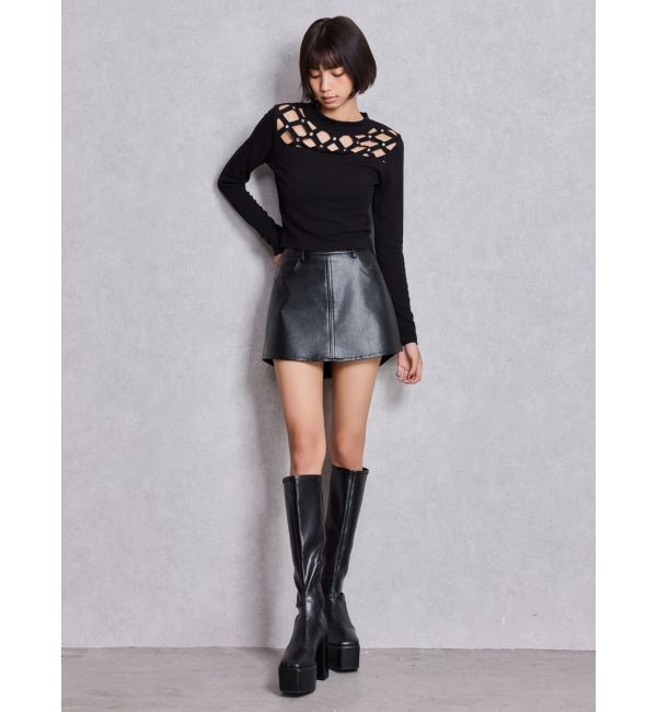 GYDA「latticeカット bijouトップス」|Tシャツ・カットソー|