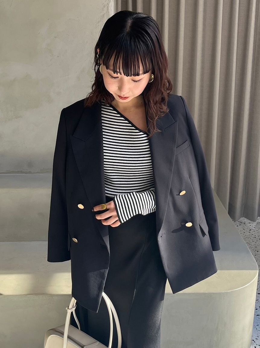 Mila Owen「金釦ダブルブレストブレザー」|テーラードジャケット|