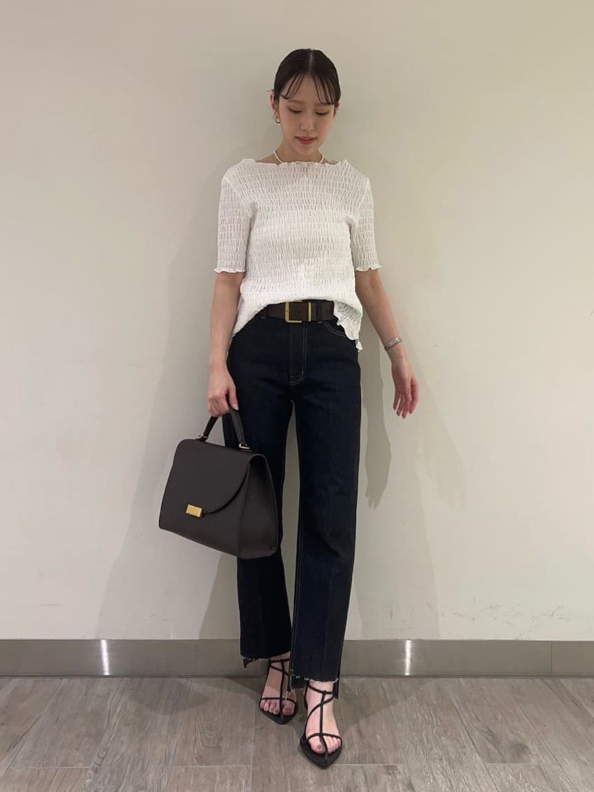 Mila Owen「裾段差テーパードデニムパンツ」|デニム|